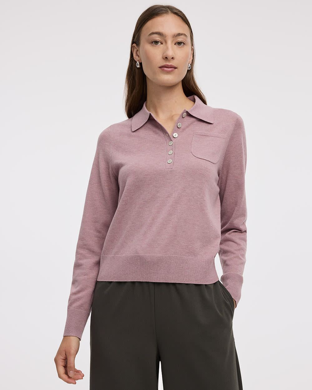 Long-Sleeve Wool-Blend Polo - Image 5