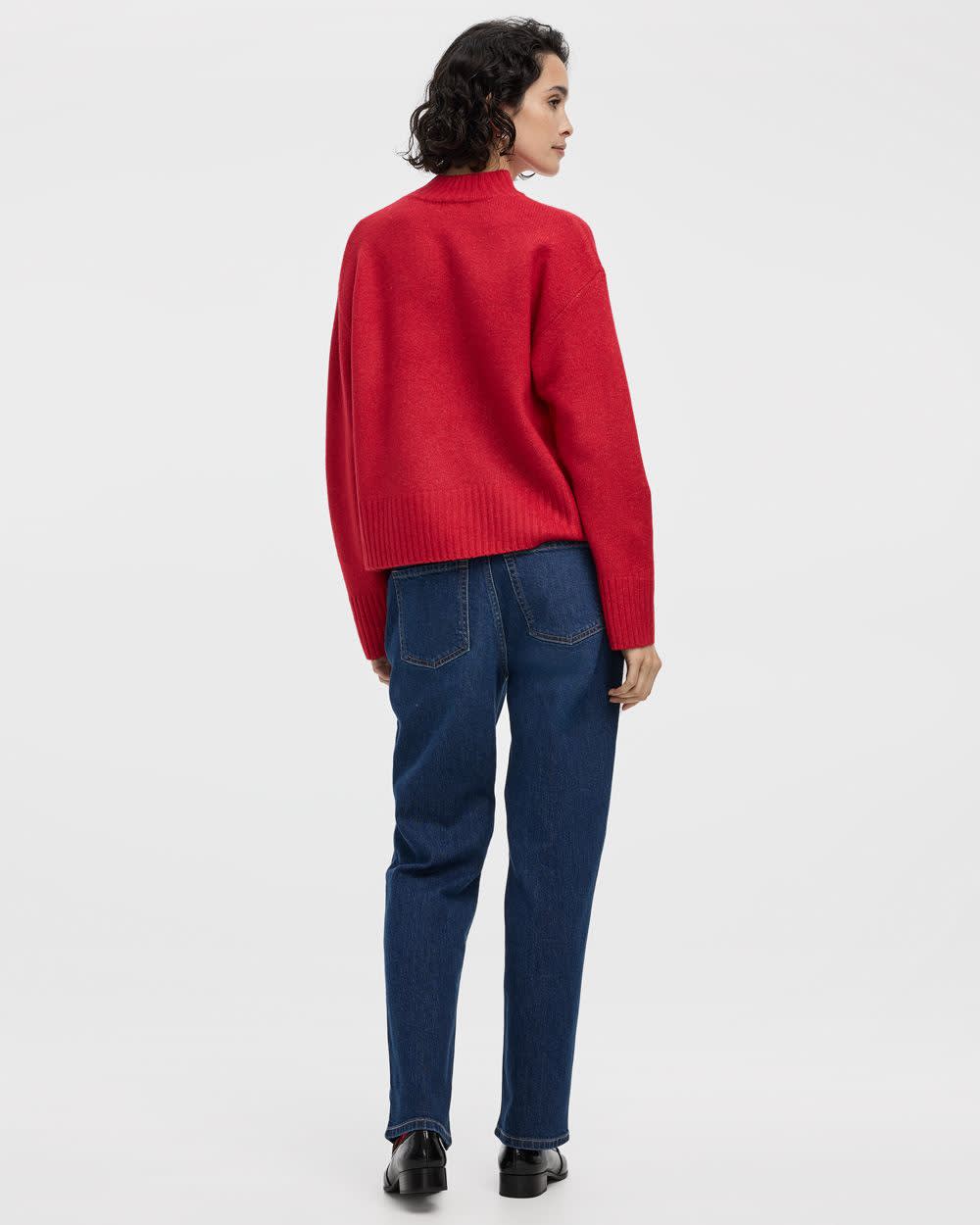 Long-Sleeve Mock-Neck Loose Pullover - Image 18