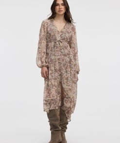 Long-Sleeve Maxi Tiered Dress
