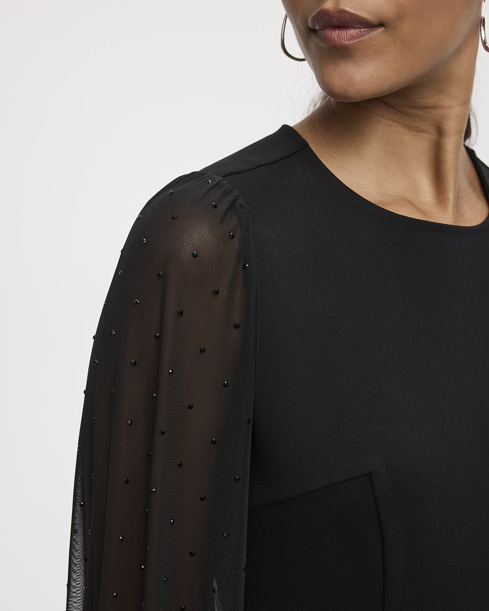 Long-Sleeve Bodycon Mini Dress with Rhinestones - Image 4