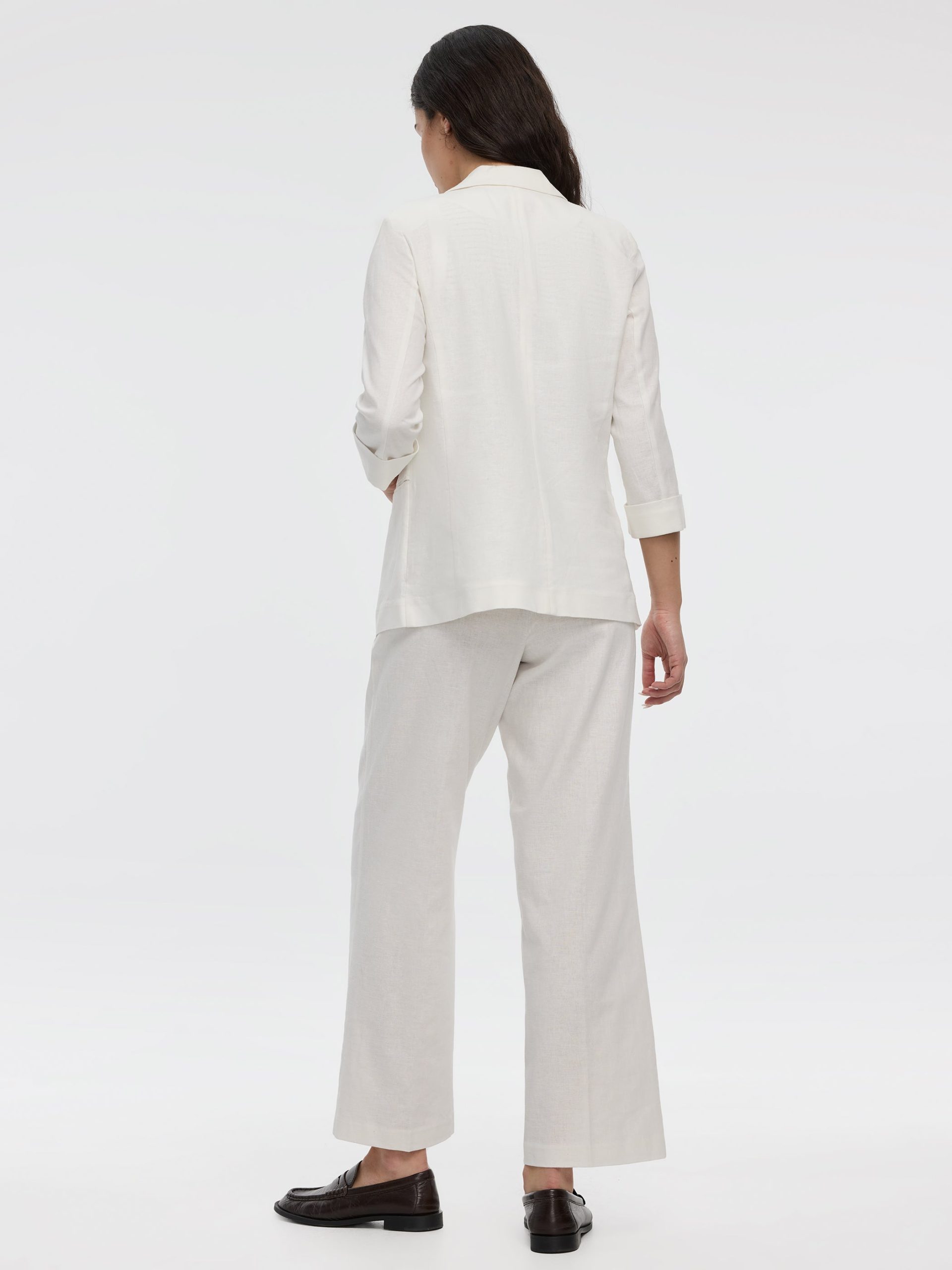Open Linen Blazer with 3/4 Sleeves - Image 7