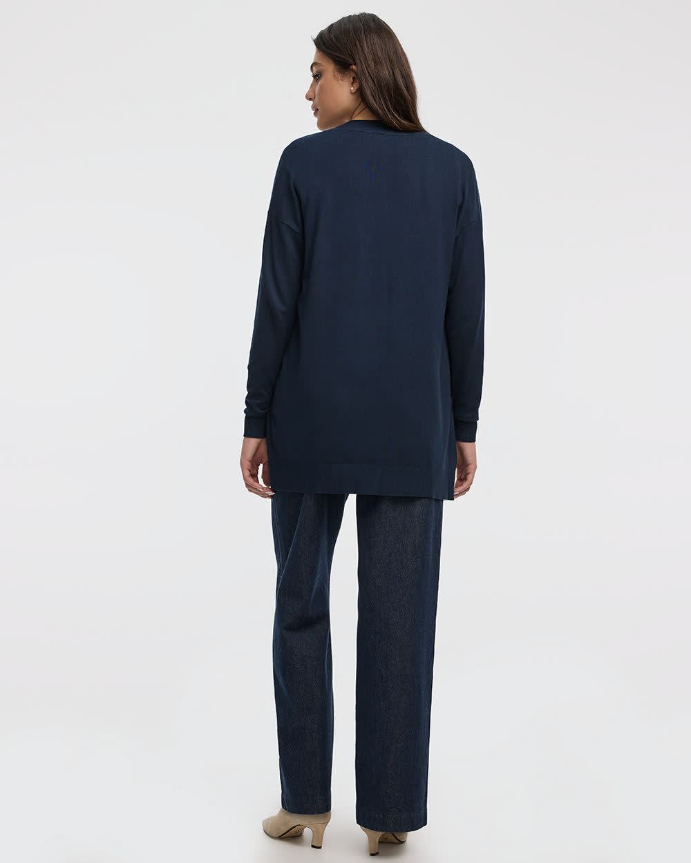Long-Sleeve Open Cardigan with Pockets - R Essentials - Image 10