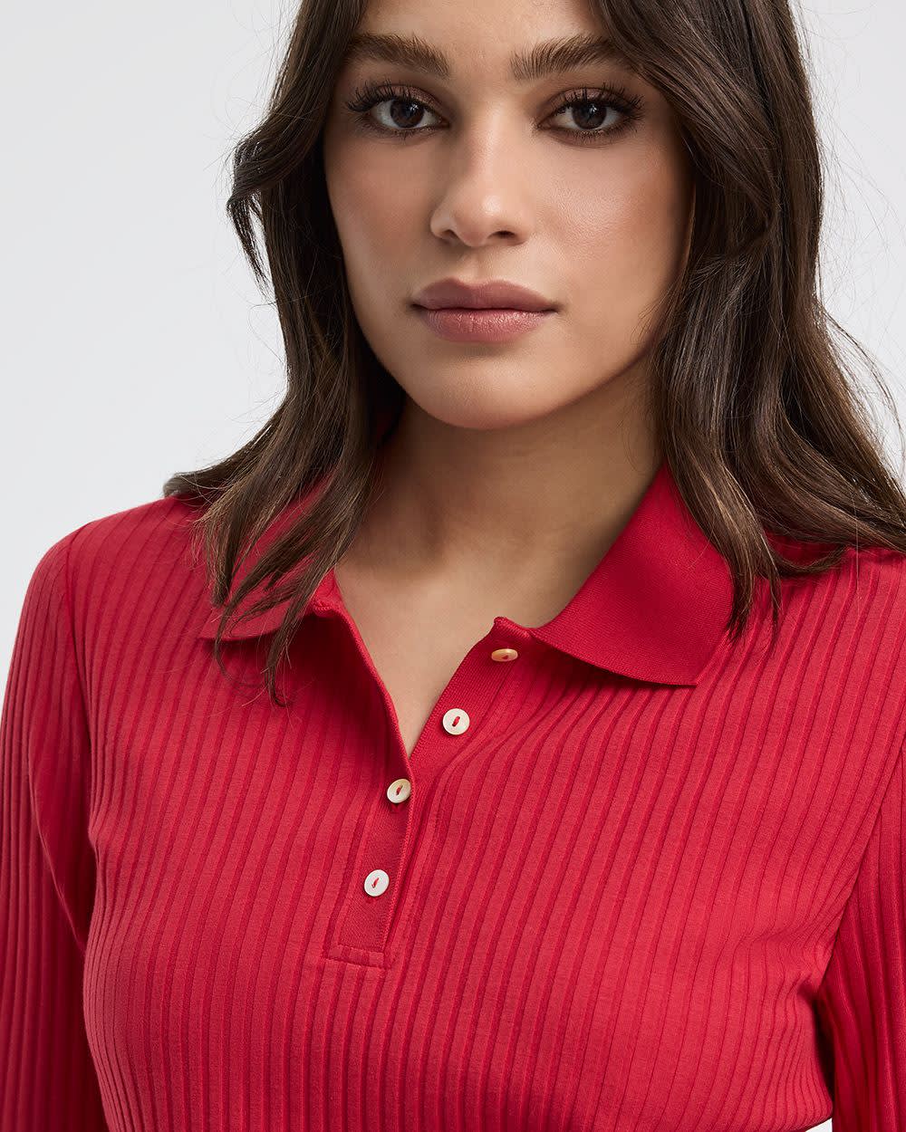Long-Sleeve Polo Sweater - Image 12