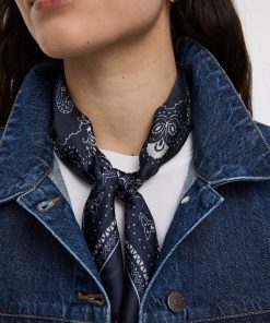 Square Satin Scarf with Paisley Pattern