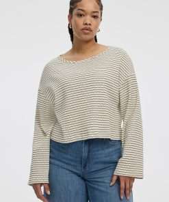 Striped Long-Sleeve Boat-Neck T-Shirt