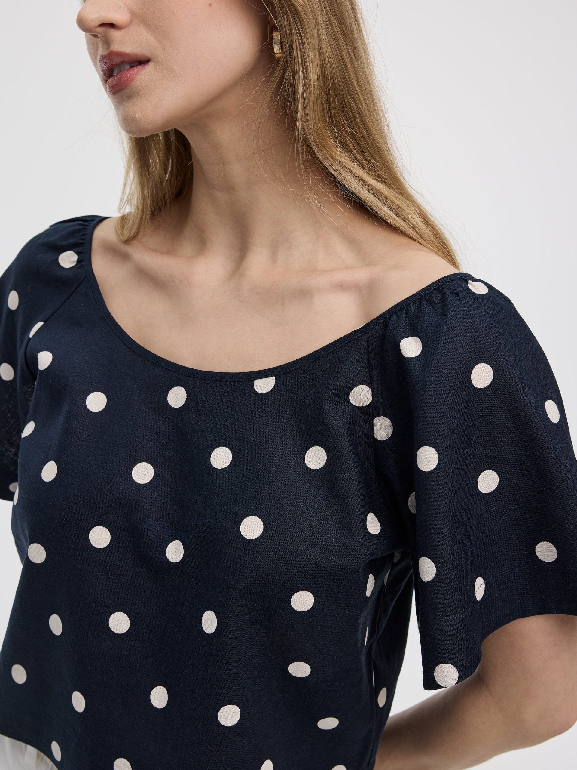 Scoop-Neck Blouse with Flutter Sleeves - Image 6
