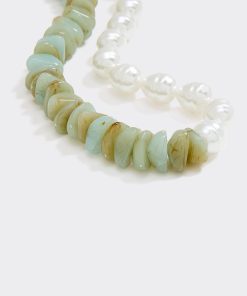 Pearl and Resin Stone Short Necklace