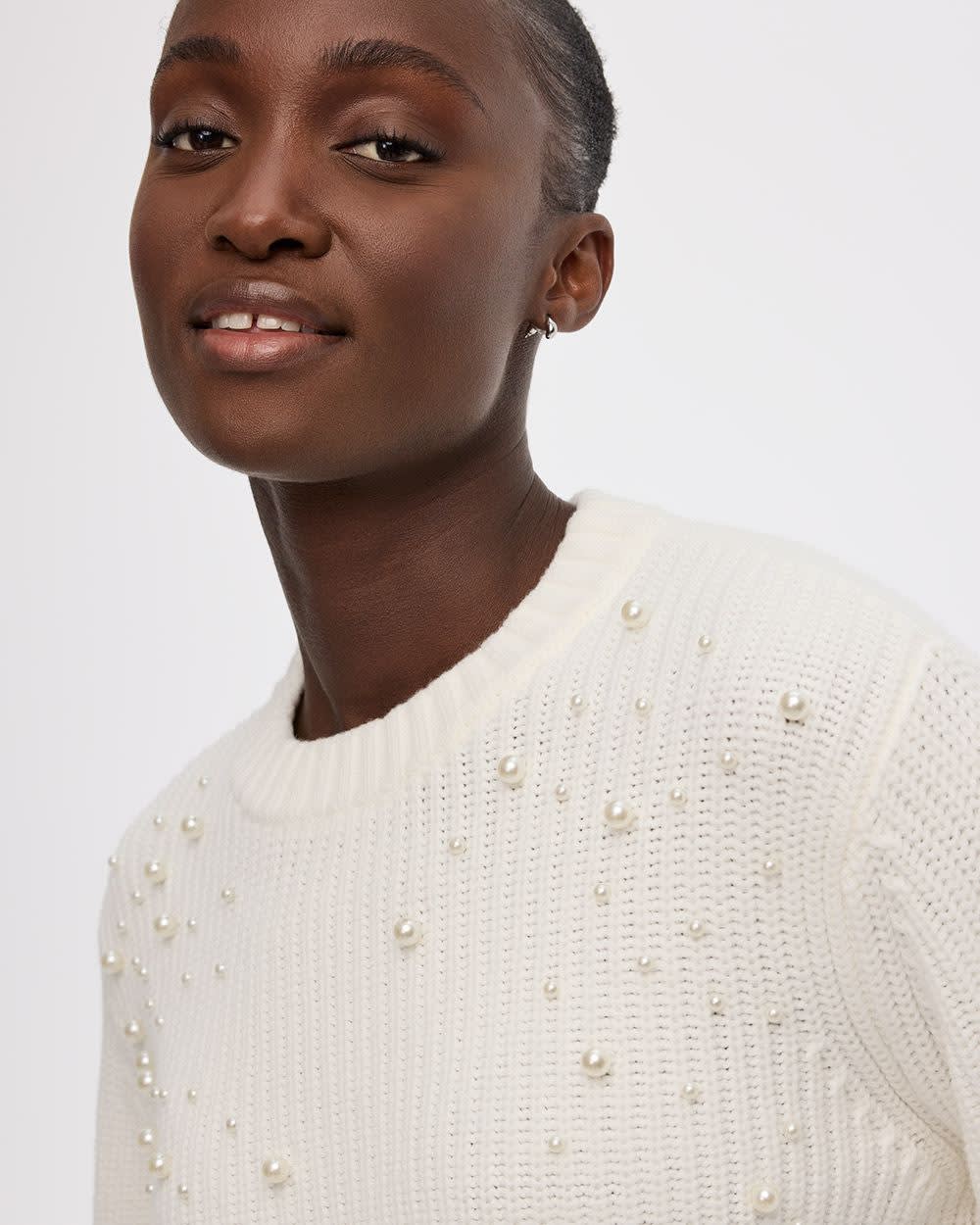 Long-Sleeve Crew-Neck Sweater with Pearls - Image 4