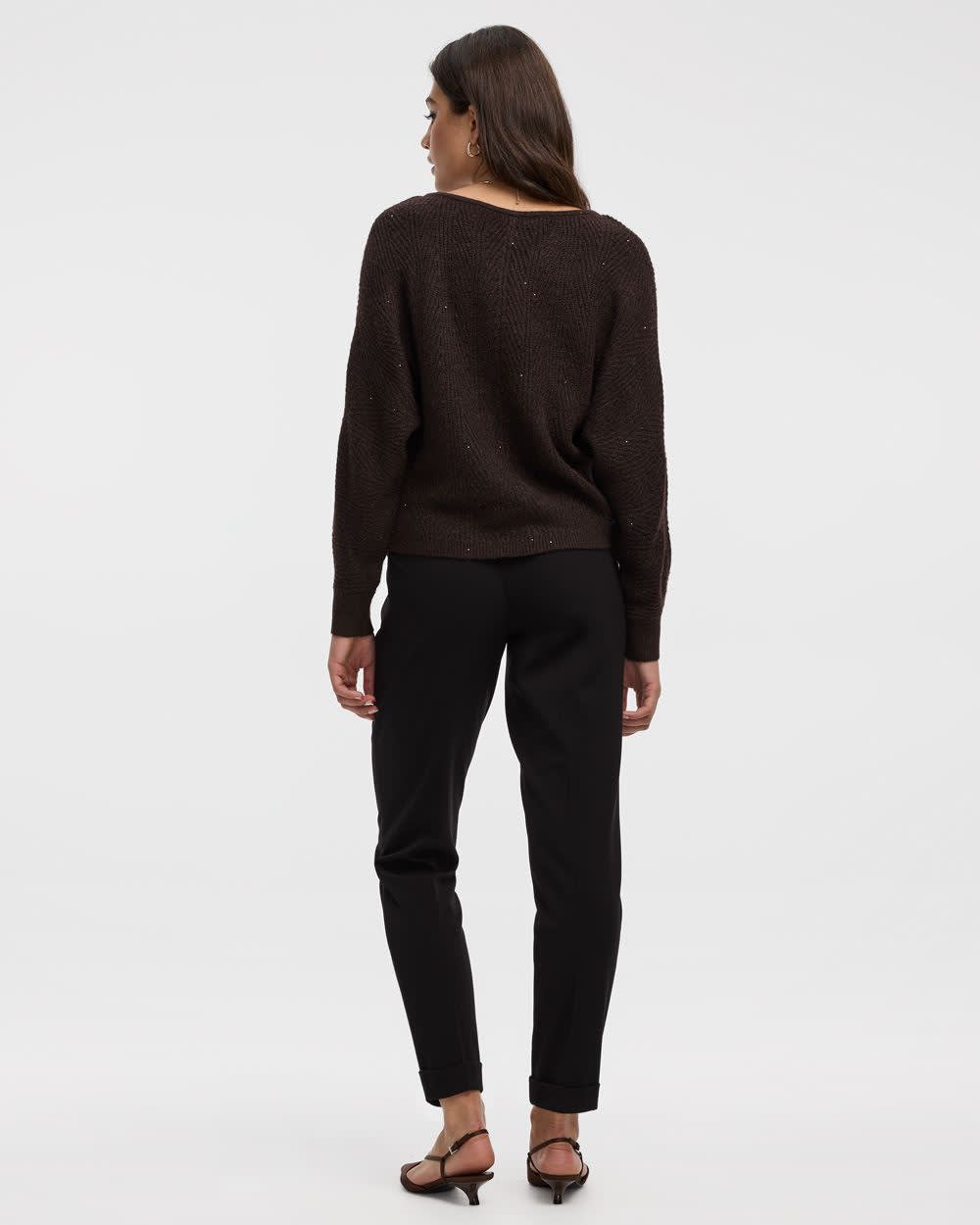 Long-Sleeve Boat-Neck Boxy Sweater with All-Over Sequins - Image 10