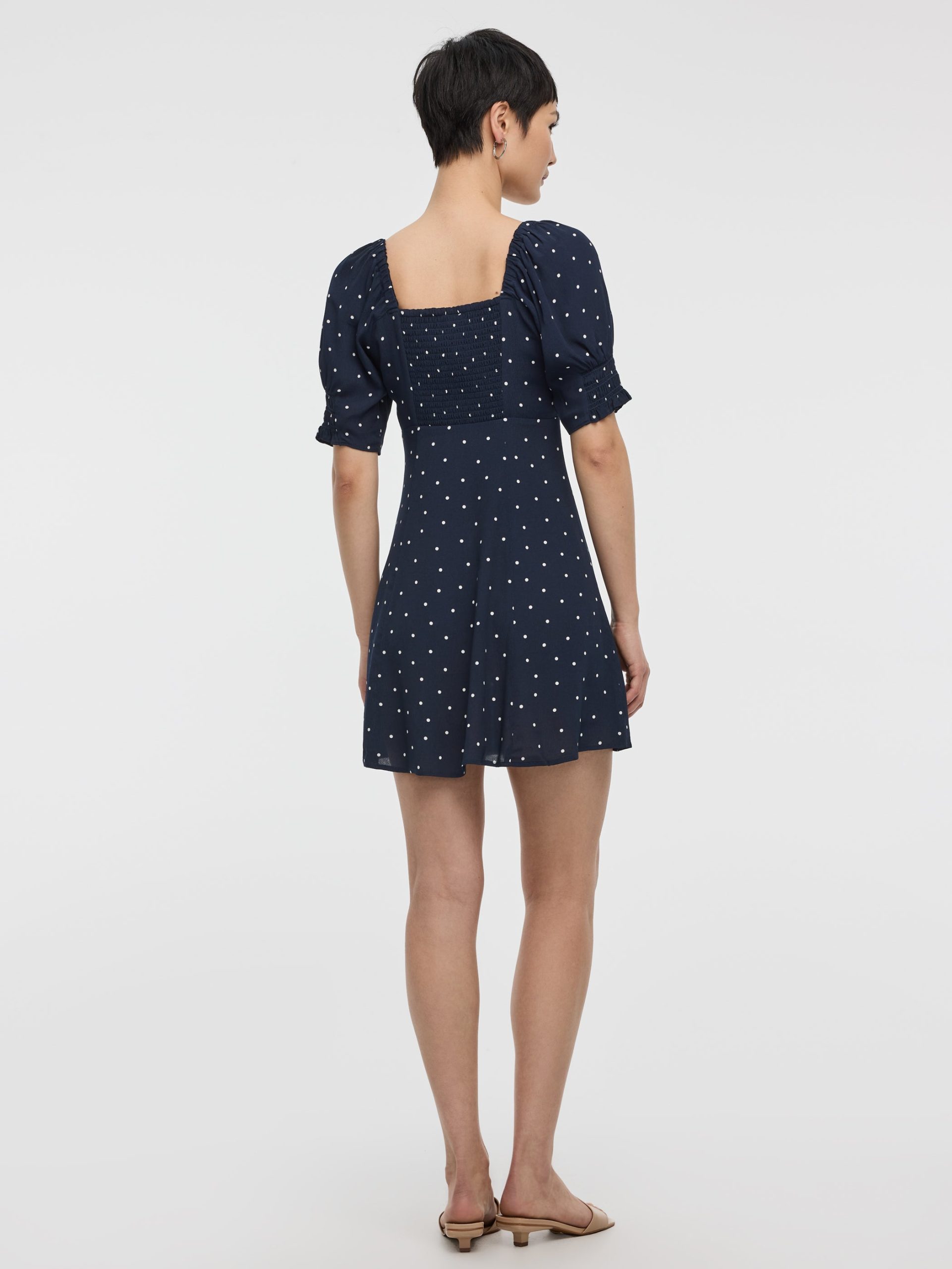 Short-Puffy-Sleeve Empire-Cut Dress with Sweetheart Neckline - Image 3