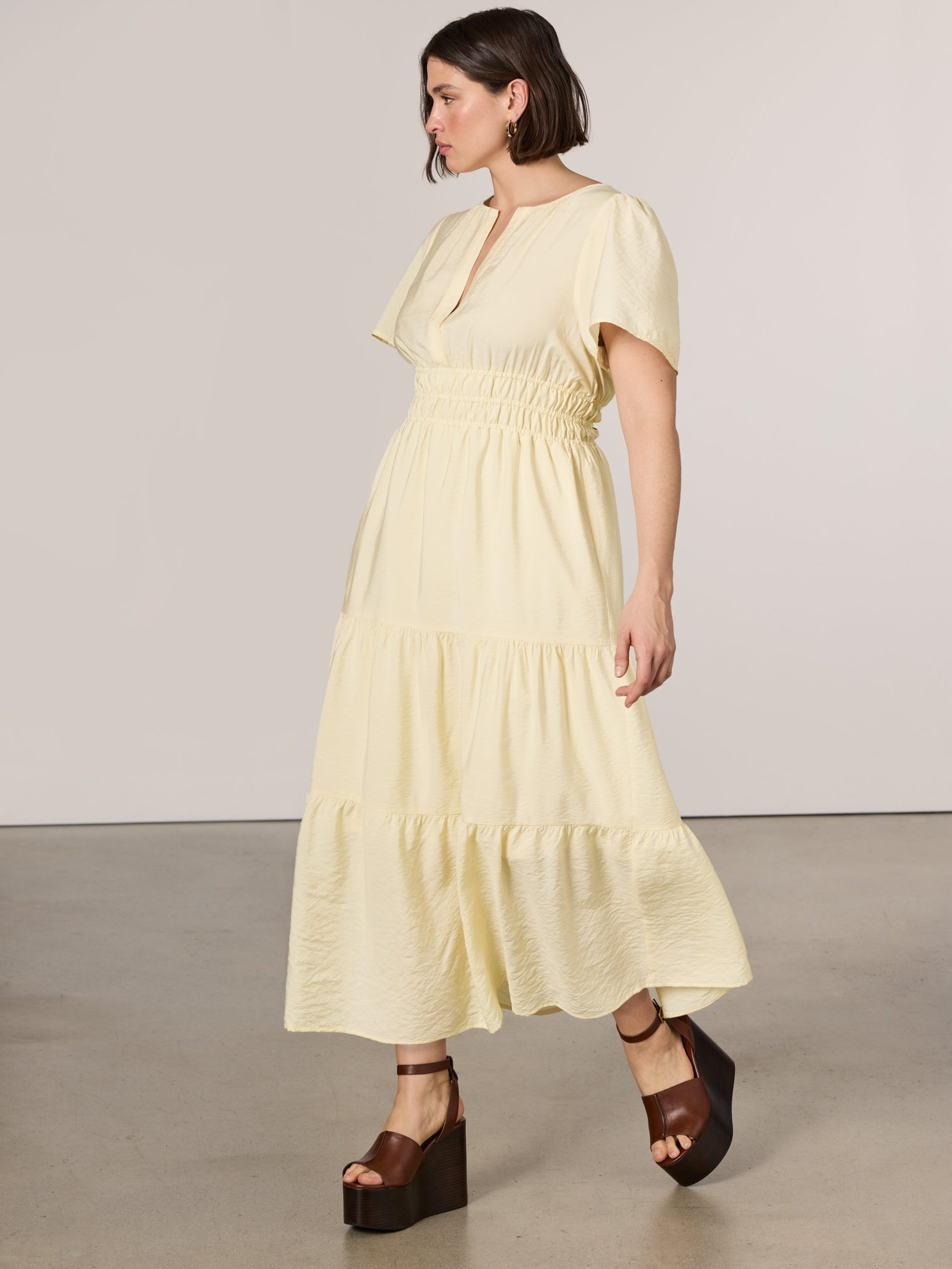 Short-Sleeve Split-Neck Maxi Dress - Image 4