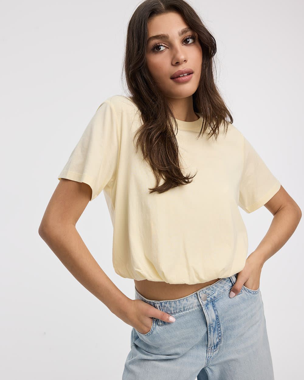 Crew-Neck Tee with Bubble Hem - Image 19
