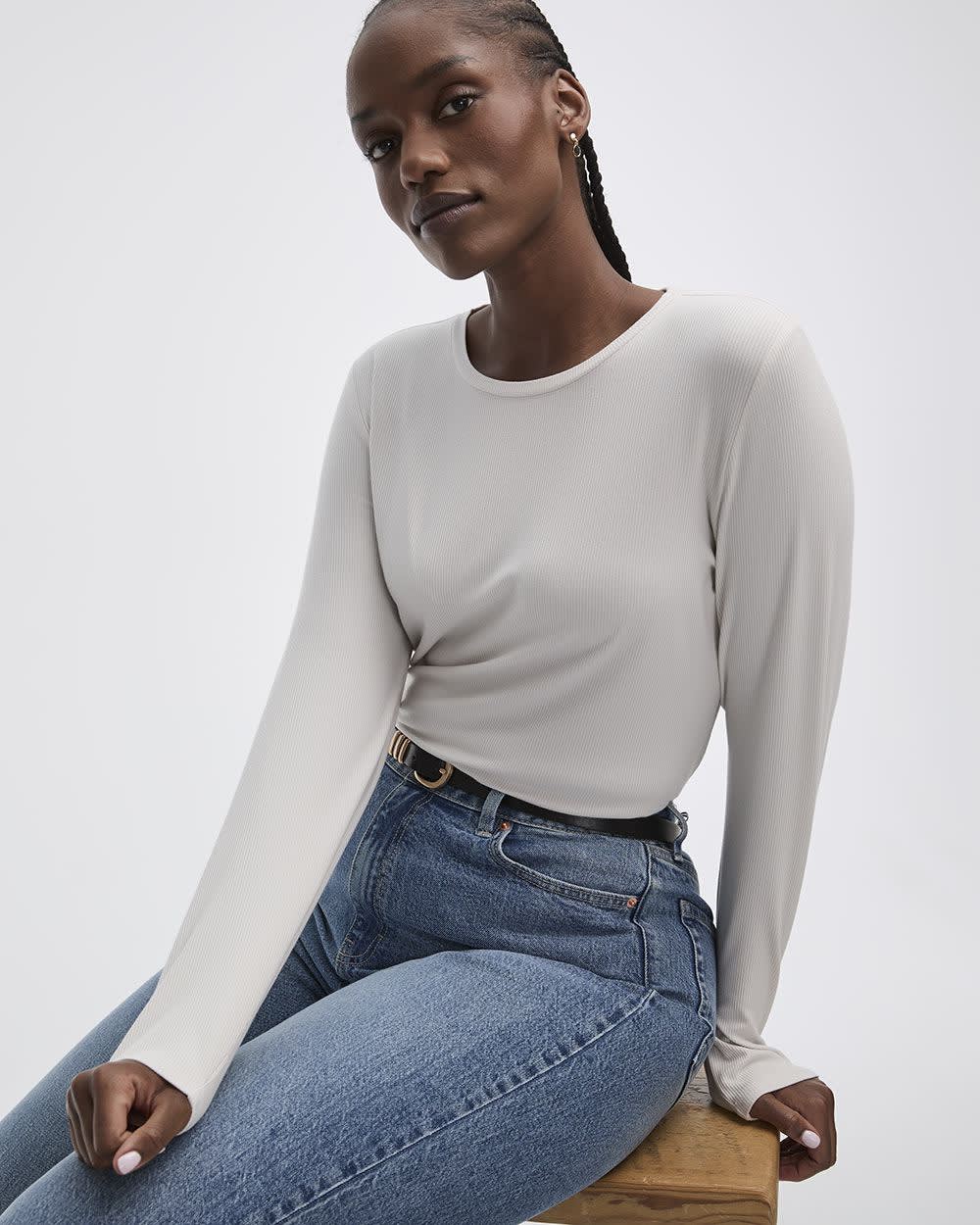 Long-Sleeve Crew-Neck Ribbed Tee - R Essentials - Image 7