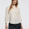 Embroidered Blouse with Mock Neckline