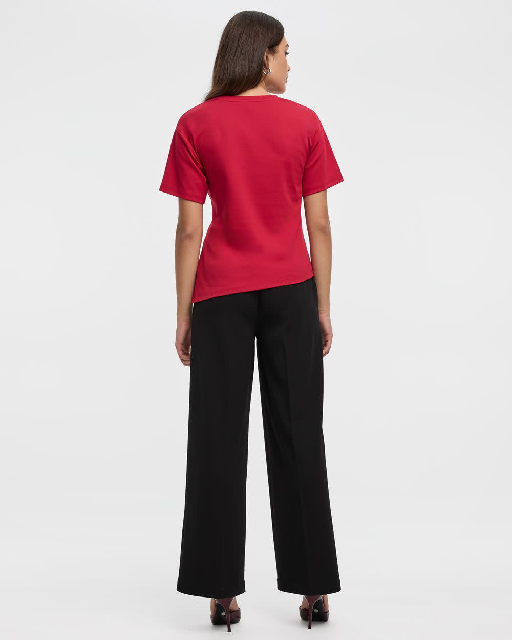 Short-Sleeve Crew-Neck Top with Cinched Waist - Image 10