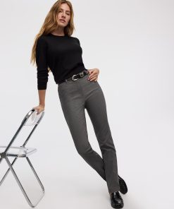 Straight-Leg High-Rise Houndstooth Pants - The Iconic (R)