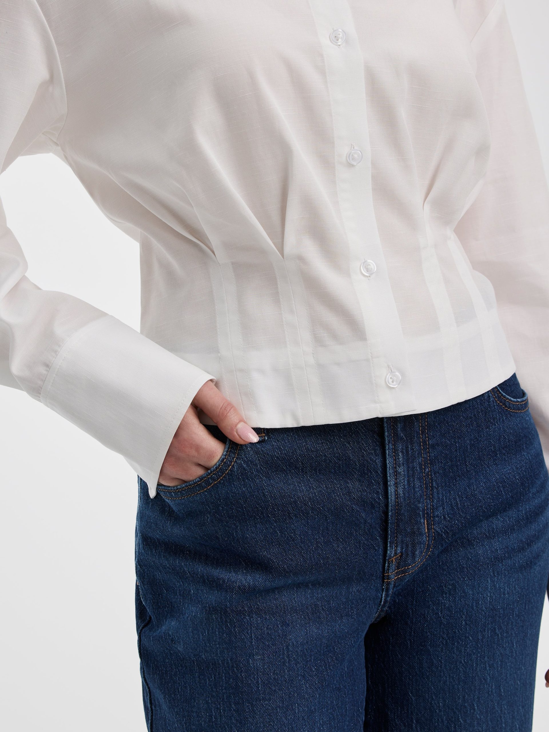 Long-Sleeve Shirt with Cinched Waist - Image 2