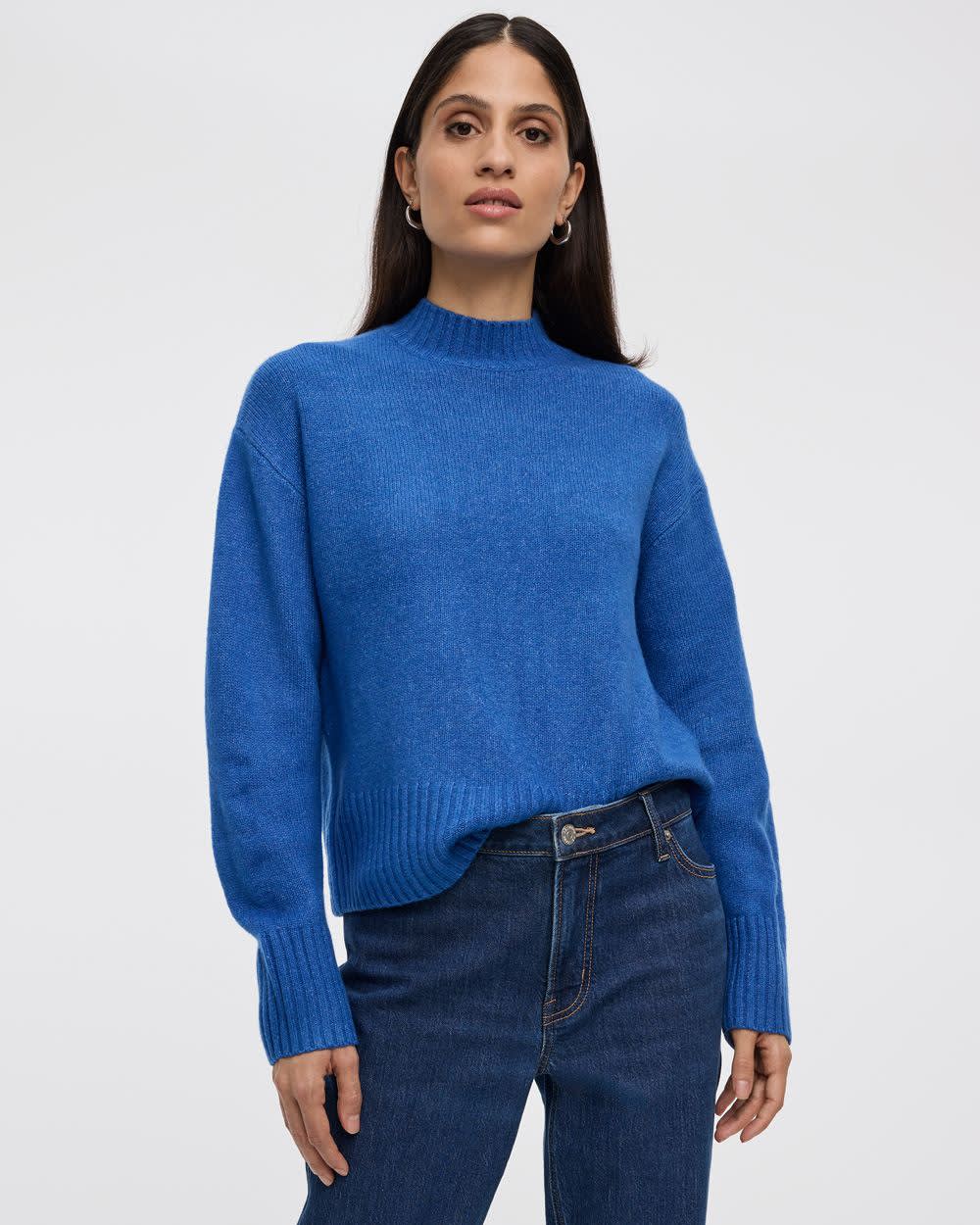 Long-Sleeve Mock-Neck Loose Pullover - Image 7