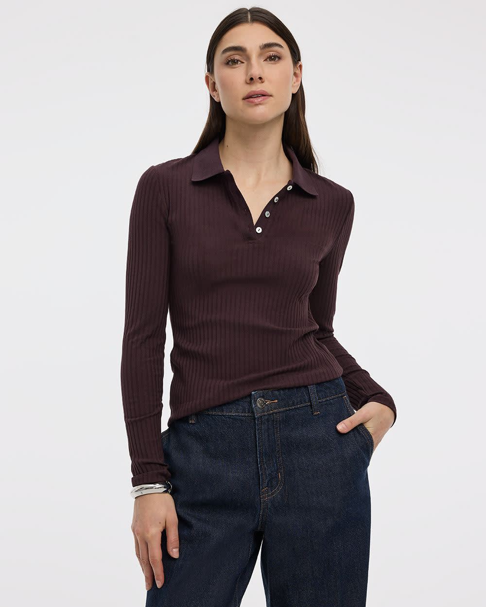 Long-Sleeve Polo Sweater - Image 5