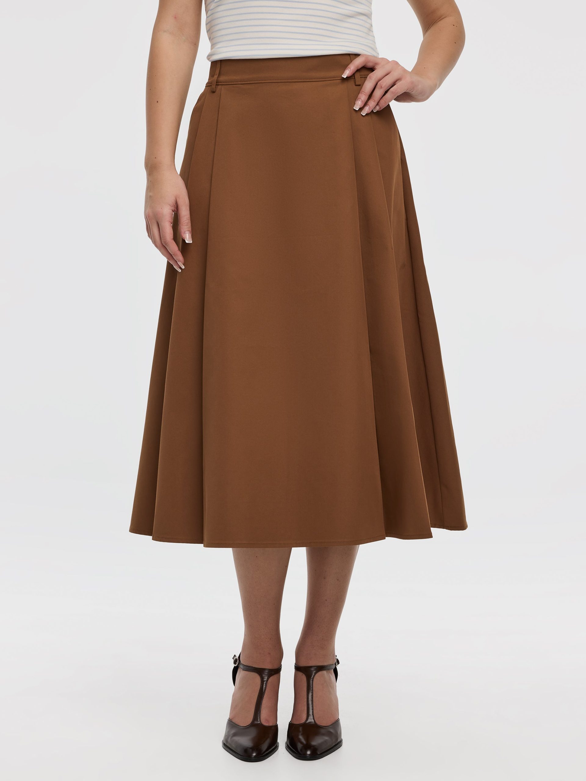 Pleated A-Line Midi Skirt - Image 2
