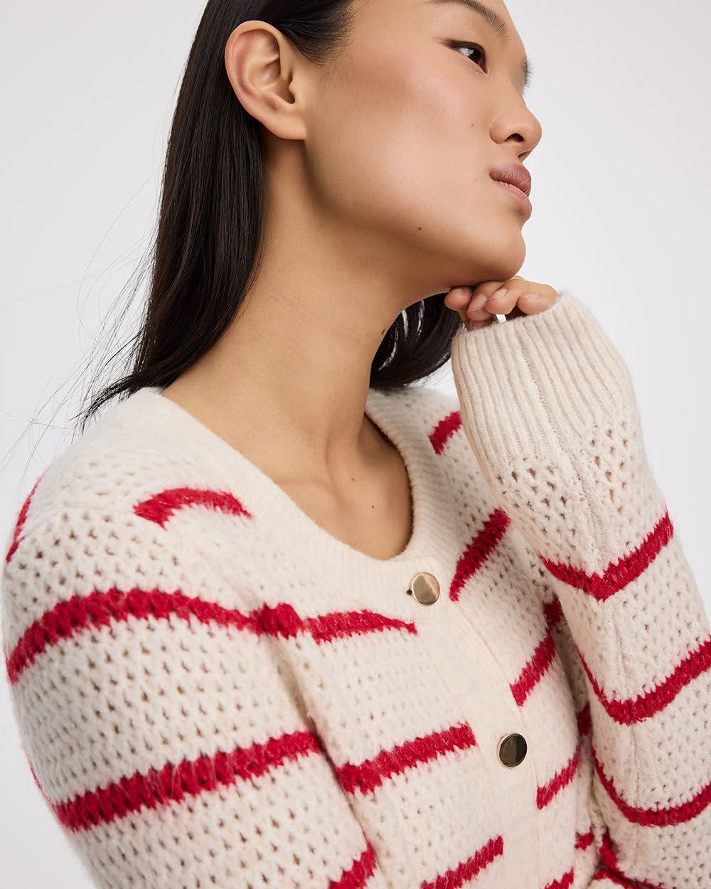 Long-Sleeve Crew-Neck Fitted Cardigan - Image 8