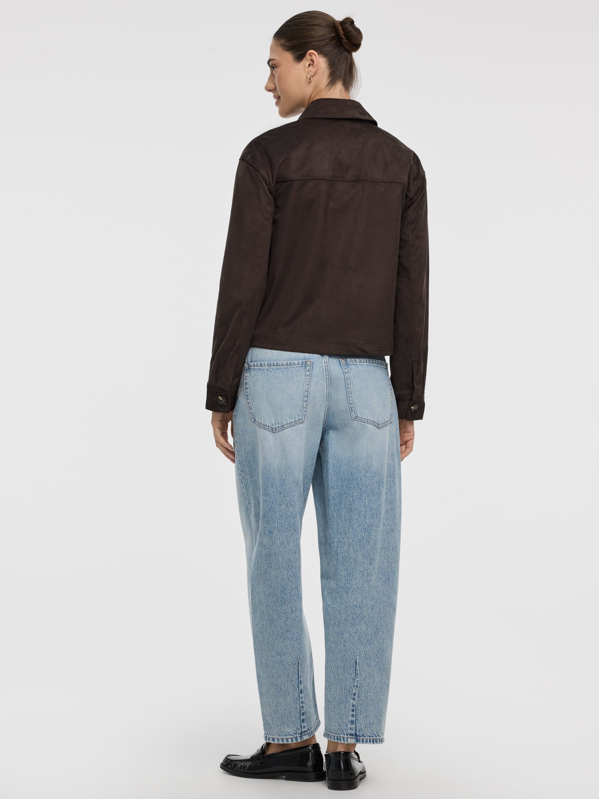 Cropped Faux-Suede Jacket - Image 3
