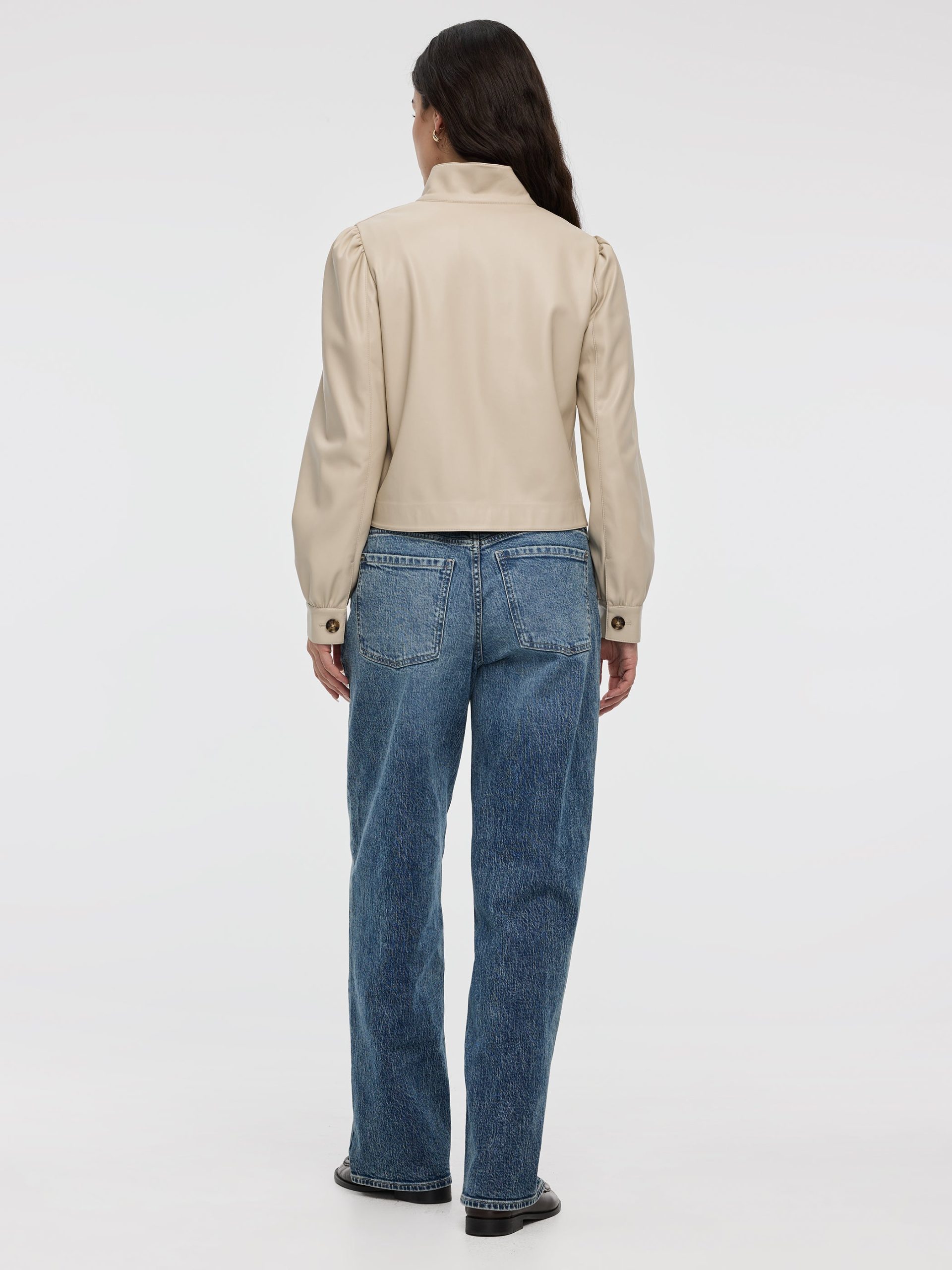 Cropped Faux Leather Jacket - Image 3