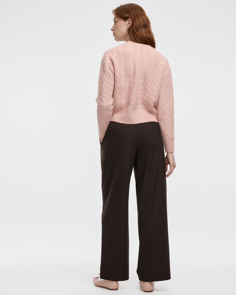 Long-Sleeve Crew-Neck Pullover with Cable Stitches - Image 10