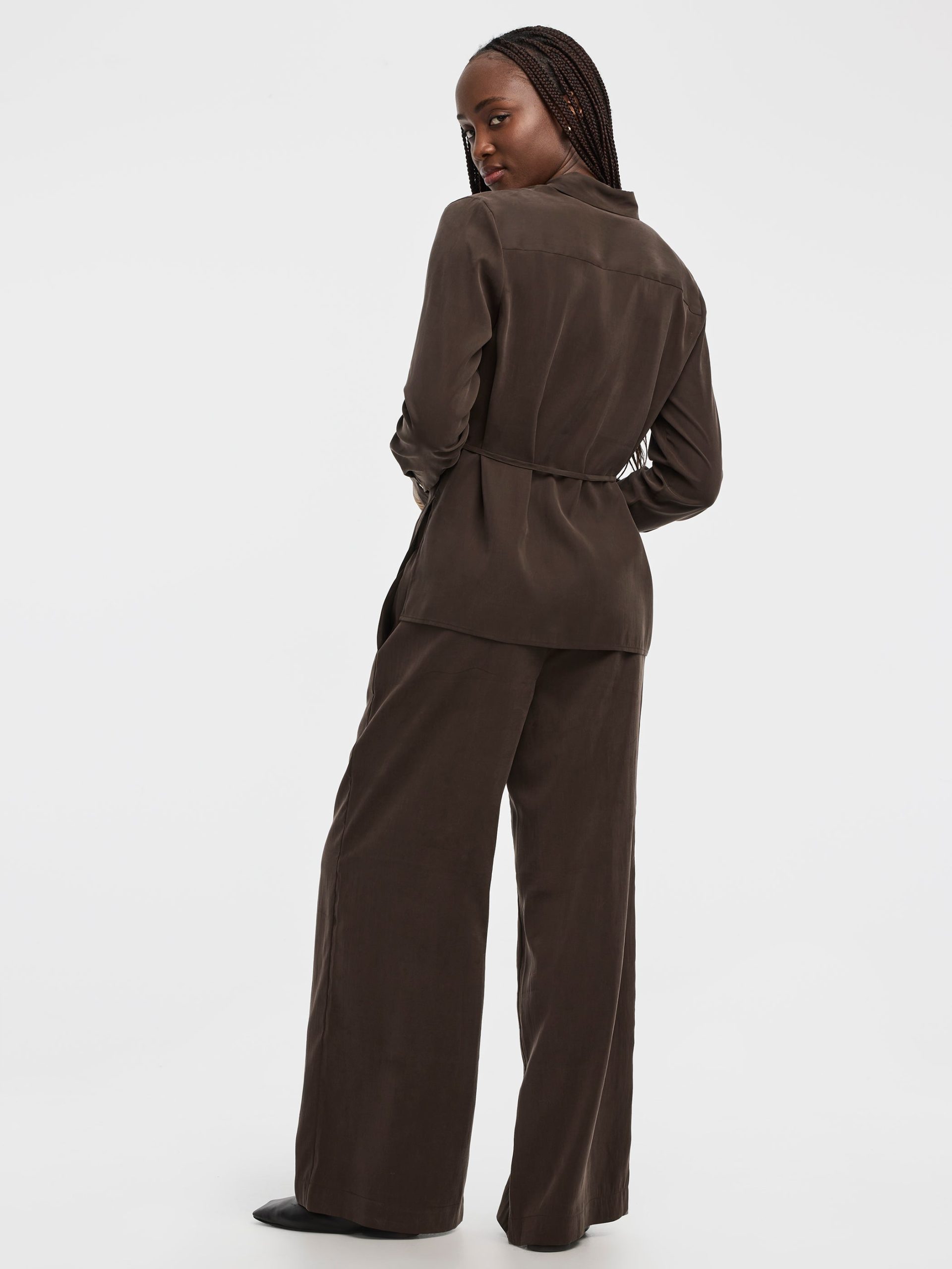 Long-Sleeve Shirt with Self-Tie Sash - Image 2