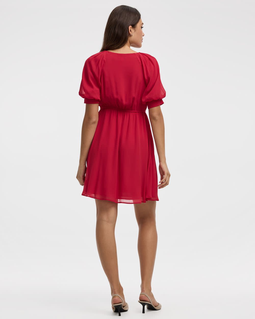 Elbow-Sleeve V-Neck Empire-Cut Dress - Image 7