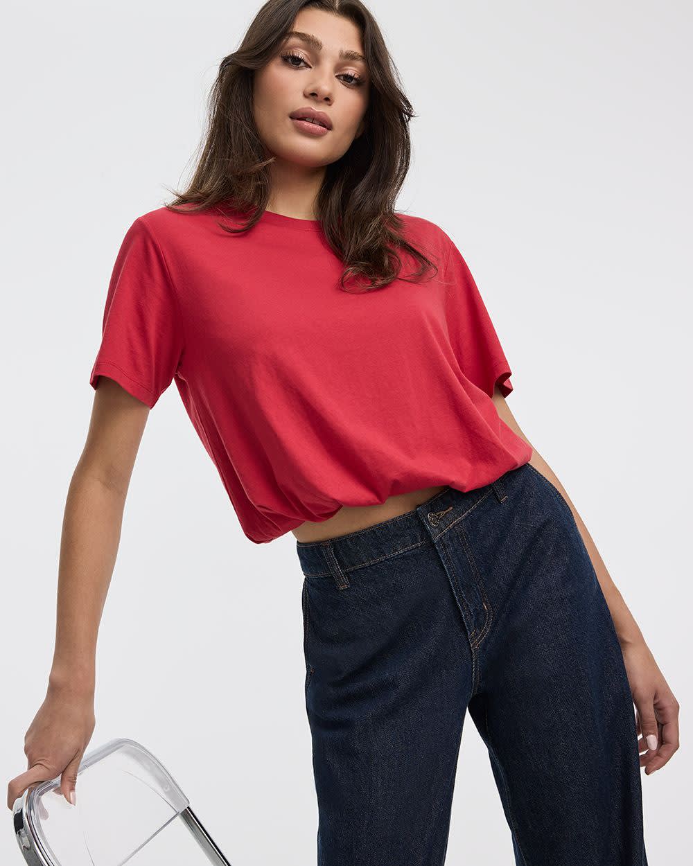 Crew-Neck Tee with Bubble Hem - Image 15