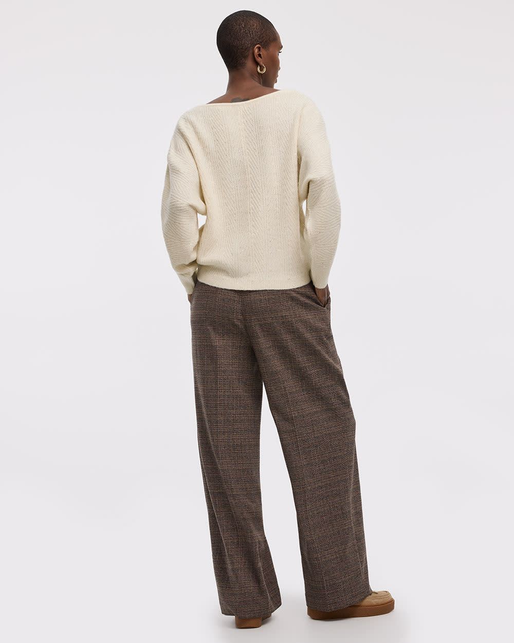 Long-Sleeve Boat-Neck Boxy Sweater with All-Over Sequins - Image 6