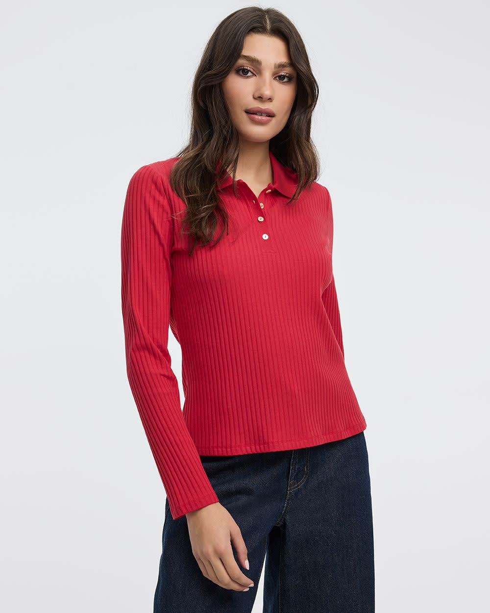Long-Sleeve Polo Sweater - Image 9
