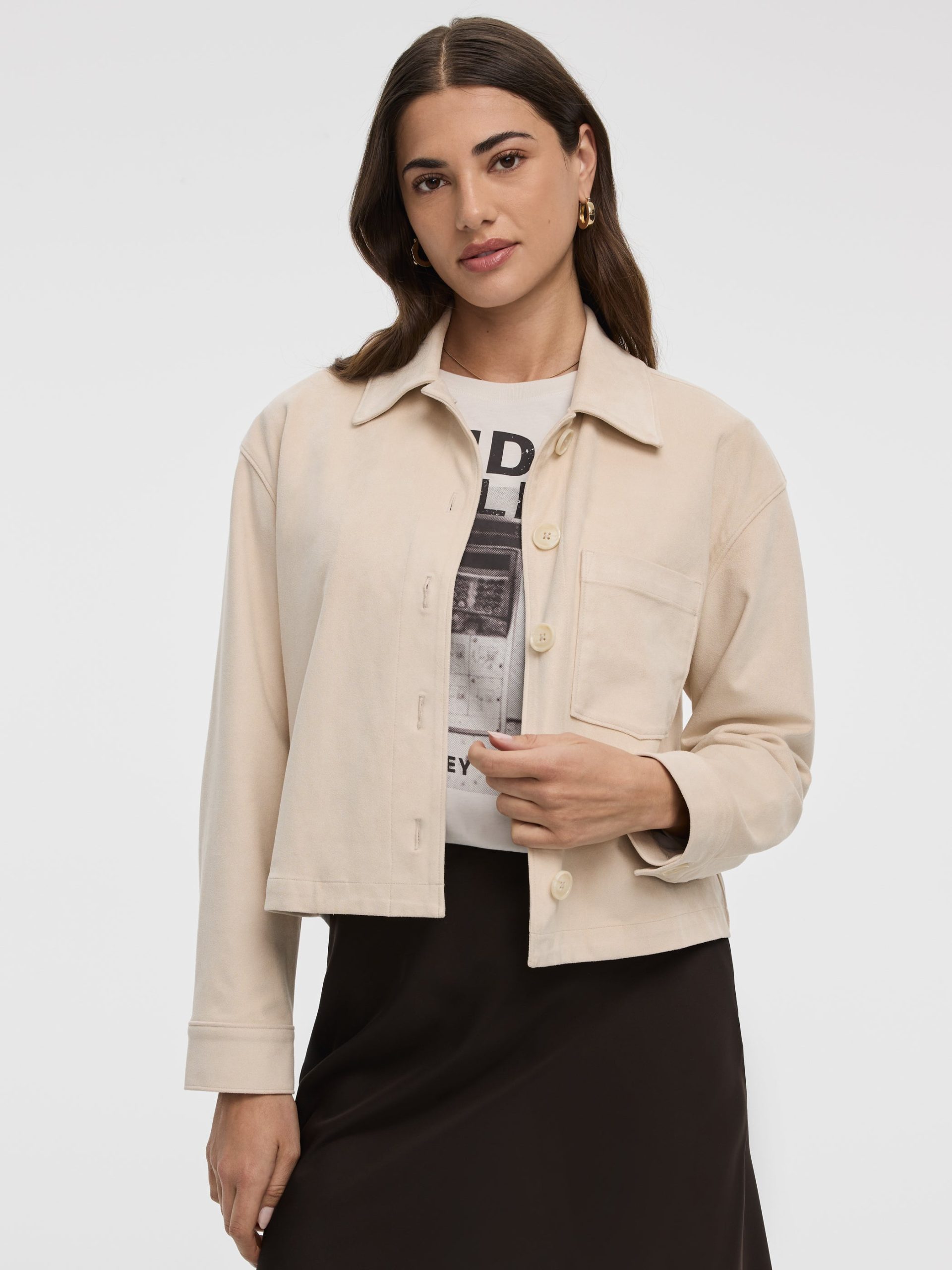 Cropped Faux-Suede Jacket
