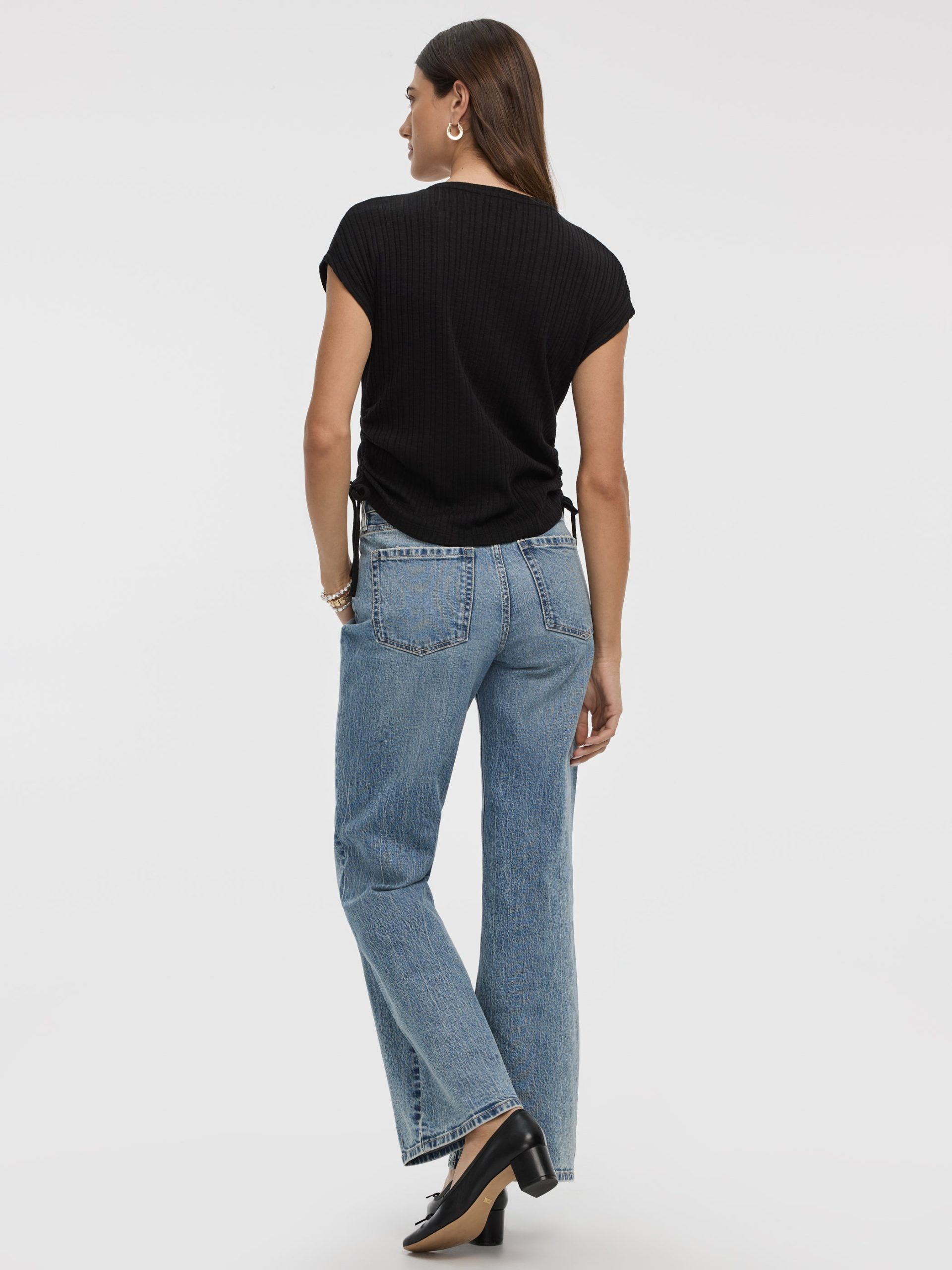 Extended-Sleeve Shirred Tee with Drawstrings - Image 3