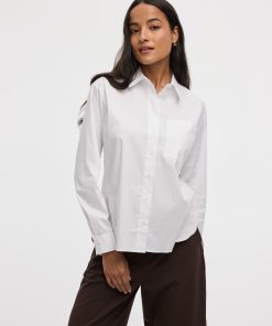 Long-Sleeve Poplin Shirt with Chest Pocket - R Essentials