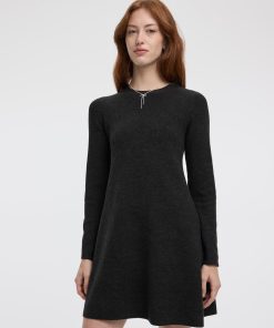 Long-Sleeve Crew-Neck Swing Sweater Dress