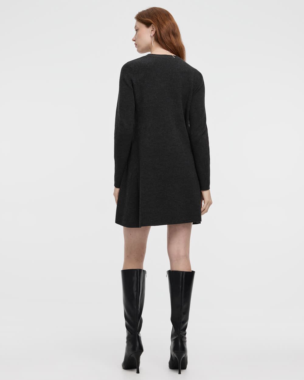 Long-Sleeve Crew-Neck Swing Sweater Dress - Image 2