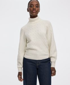 Long-Balloon-Sleeve Mock-Neck Sweater