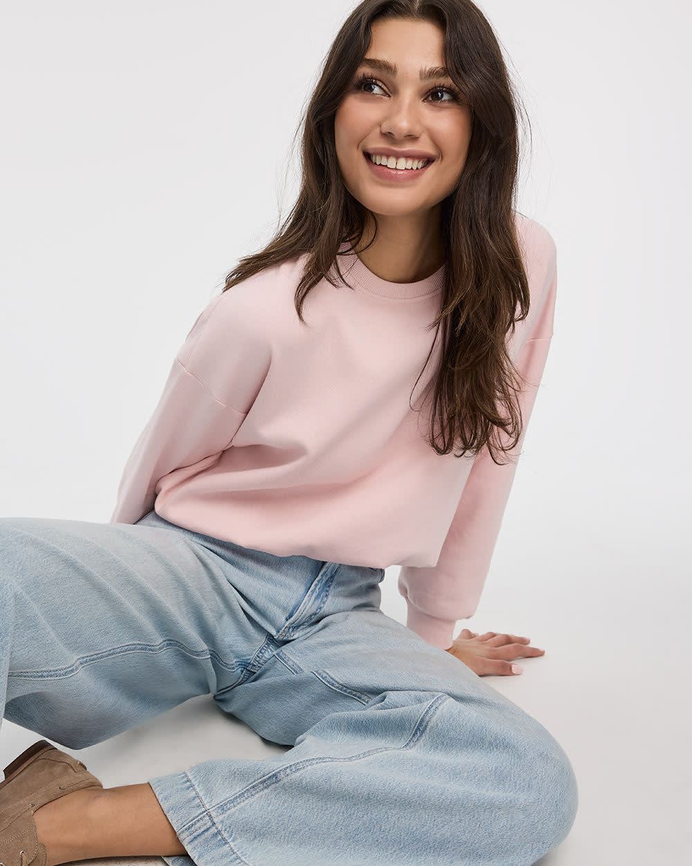 Fleece Sweatshirt with Bubble Hem - Image 3