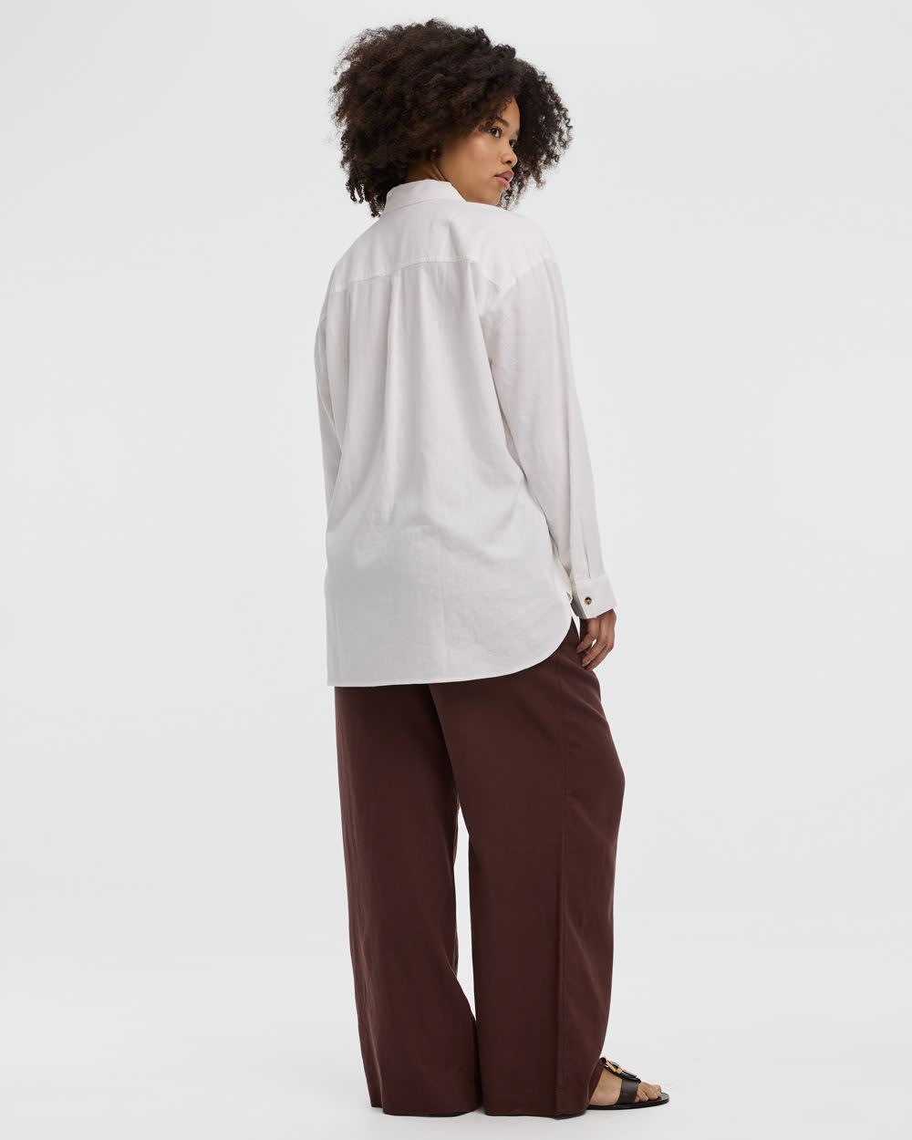Long-Sleeve Linen-Blend Shirt - Image 2