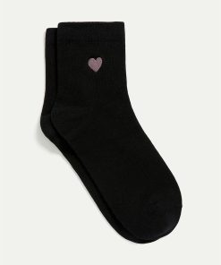 Cotton Crew Socks with Heart