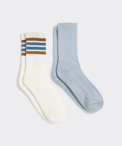 Striped and Solid Crew Socks - Hyba - 2 pairs