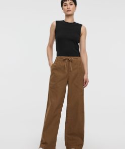 Pull-On High-Rise Linen-Blend Pant