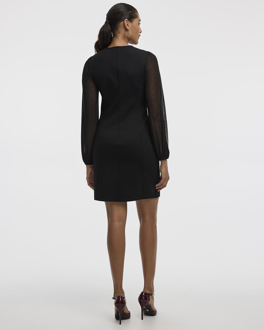Long-Sleeve Bodycon Mini Dress with Rhinestones - Image 2
