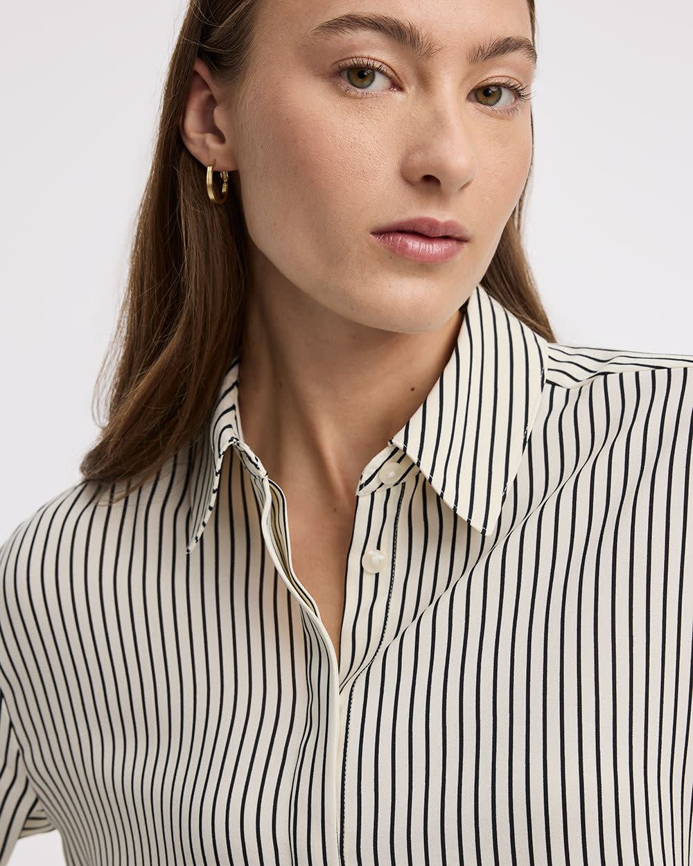Long-Sleeve Buttoned-Down Blouse - Image 20