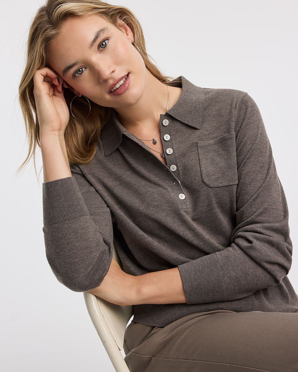 Long-Sleeve Wool-Blend Polo - Image 3