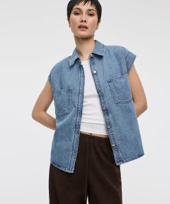 Extended-Sleeve Denim Shirt