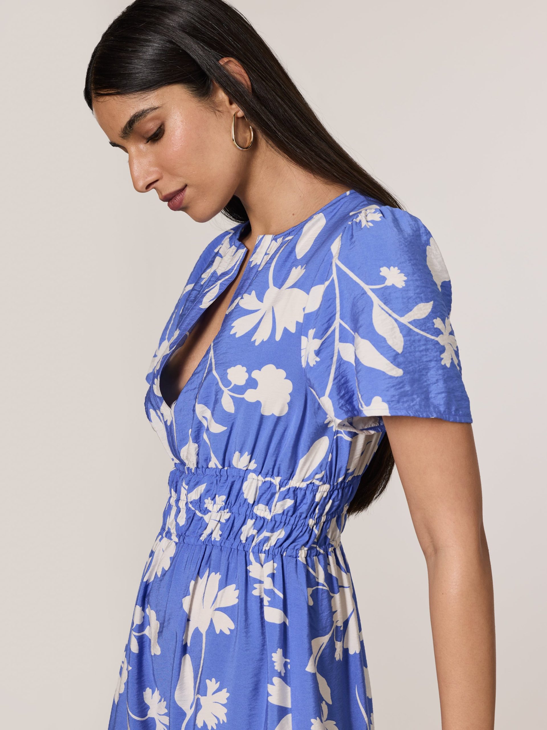 Short-Sleeve Split-Neck Maxi Dress - Image 2