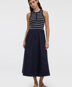 Sleeveless Mix-Media Maxi Dress